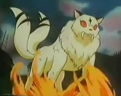 Kirara uses flames to transform and to fly...