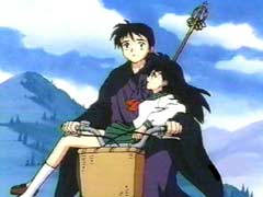 In the first ep Miroku "kidnaps" Kagome...