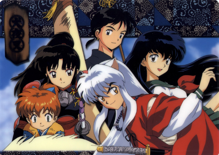 Shippo, Sango, Inuyasha, Miroku, and Kagome